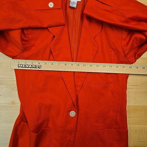 Talbots 100% Linen Blazer Jacket Womens Size 6 Orange-Red Patch Pockets - Picture 4 of 8